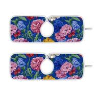 Tappetino per lavello in pietra per lavello da cucina riutilizzabile e decorato da appendere, confezione da 2 tappetini in pietra per cucina e bagni da 35 cm con fiori garofano zinnia blu reale