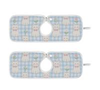 Tappetino per lavello in pietra per lavello da cucina, riutilizzabili e decorati, tappetini appesi per bancone della cucina, paraspruzzi e protezioni 37,8 cm, motivo: simpatico gatto bianco dei