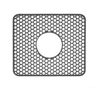 Tappetino per lavello per cucine domestiche con composizione in silicone, profilo drenante e presa di base sicura (foro centrale grigio)