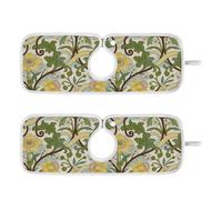 Tappetino per lavello per lavello da cucina riutilizzabile e decorato da appendere, confezione da 2 tappetini per rubinetto da cucina, paraspruzzi e protezioni 58 cm, William Morris Yellow Lily