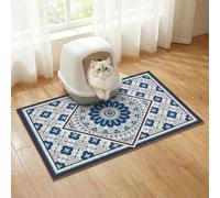 Tappetino per lettiera Bohemian Kitty 60 x 43 cm, tappetino per lettiera antiscivolo e lavabile, tappetino per cibo per gatti facile da pulire per controllare gli schizzi, protezione per il pavimento