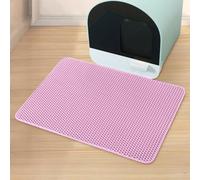 Tappetino per lettiera per gatti a nido d'ape, 50 x 40 cm, per il controllo dello spargimento, a doppio strato, impermeabile e a prova di urina, facile da pulire (rosa)