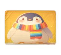 Tappetino per lettino per bambini con pinguino in stile cartone animato arcobaleno, extra large, riutilizzabile, resistente all'acqua, antiscivolo, per bambini, adulti, animali domestici, 132,1 x 86,4