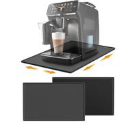 Tappetino per macchina da caffè, 48 x 30 cm, tappetino in silicone con bordo per De Longhi Magnifica Philips LatteGo Siemens KRUPS accessorio base in silicone, facile da spostare e pulire (nero)