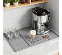 Tappetino per macchina da caffè, in silicone, per macchina da caffè, scolapiatti, 2 in 1, in silicone, per la cucina, il soggiorno (grigio)