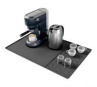 Tappetino per macchina da caffè in silicone resistente al calore con tappetino rimovibile per asciugare il design antiscivolo garantisce un posizionamento sicuro e una stazione del caffè pulita (nero