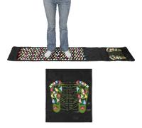 Tappetino per massaggio ai piedi con pietre colorate in plastica, riflessologia del piede e cuscinetto per agopressione per un rilassamento mirato, include tabella guida dei punti di pressione, base