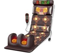 Tappetino per massaggio shiatsu - Cuscinetto riscaldato per tutto il corpo con 10 nodi vibranti, cuscino cervicale regolabile e calore lombare per alleviare il dolore a schiena/collo/spalle