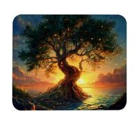 Tappetino per mouse 20 x 22 cm, tappetino per mouse quadrato in gomma antiscivolo per mouse wireless, tappetino per mouse portatile per ufficio, albero della vita, motivo magico estetico