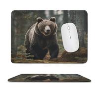 Tappetino per mouse 20 x 23,9 cm, antiscivolo, impermeabile, per mouse wireless, computer, laptop, ufficio, orso marrone