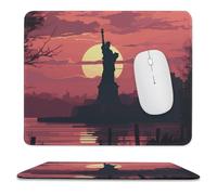 Tappetino per mouse 24,9 x 30 cm, antiscivolo, impermeabile, tappetino per mouse da gioco, per computer, laptop, silhouette della statua della libertà in ufficio