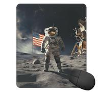 Tappetino per mouse 25 x 30 cm, tappetino per mouse da scrivania con astronauta atterraggio sulla luna, tappetino per mouse per uomo e donna, tappetino per mouse con base in gomma antiscivolo