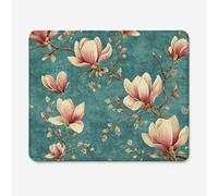 Tappetino per Mouse 260x210mm, Tappetino per Mouse Originale con Motivo Rosa e Magnolia, Base in Gomma Antiscivolo, Bordi Cuciti, Sottomano Scrivania per PC, Portatile e Facile da Pulire W-O3475