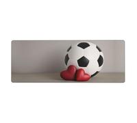 Tappetino per mouse, 30 x 80 cm, con stampa "I Love Soccer Print", tappetino per mouse extra large, impermeabile, antiscivolo, base in gomma con bordi cuciti, per gamer, ufficio e casa (30 x 80 cm)