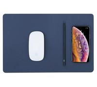 Tappetino per Mouse 34,6x22,5x0,5 cm con Base di Ricarica Wireless Veloce Blu Notte