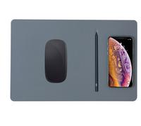 Tappetino per Mouse 34,6x22,5x0,5 cm con Base di Ricarica Wireless Veloce Grigio