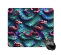 Tappetino per mouse 3D a forma di squame di drago magico con bordo cucito, tappetino per mouse di alta qualità, lavabile, antiscivolo, in gomma, design perfetto per giochi, laptop, lavoro in ufficio