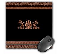 Tappetino per mouse 3dRose LLC 8 x 8 x 0,25 pollici arancione e nero con spirali decorative greche antiche e foglie di palma - Tradizionale chiav