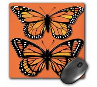 Tappetino per mouse 3dRose LLC 8 x 8 x 0,25 pollici con due farfalle monarca colorate su un'arancia abbinata (mp_170878_1)