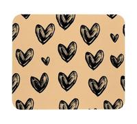 Tappetino per mouse a forma di cuore con inchiostro nero, panno con base gommata, 21 x 25 cm