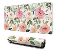Tappetino per mouse a forma di fiore, rosa e arancione, impermeabile, 35,4 x 15,7 pollici.