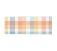 Tappetino per mouse a griglia arcobaleno, grande, 80 x 30 cm, colorato, con base in gomma antiscivolo, tappetino da scrivania per ufficio e uso domestico