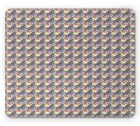 Tappetino per Mouse Abstract Geometric Pattern Image of Buttons with Vermilion And Yellow Stripes Tappetino Mouse Confortevole Mousepad Forma Rettangolare, per Laptop, Scrivania, 25x30cm