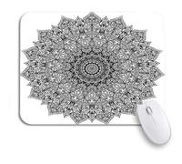 Tappetino Per Mouse Abstraction Mandala Round Black On White Arabesque Zen Geometry Tappetino Mouse Gaming Confortevole Tappetino Per Il Mouse Antiscivolo, Per Casa, Computer, 25 x 30cm