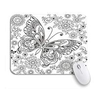 Tappetino Per Mouse Adult Butterfly Flower For Anti Stresa Coloring Book Page Tappetino Mouse Portatile Base Antiscivolo In Gomma Sottomano, Per Computer, Gaming Mouse, 25 x 30cm