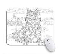 Tappetino per Mouse Alaskan Malamute Siberian Husky Eskimo Dog Coloring Page Adult Tappetino Mouse Gaming Impermeabile Portatile Tappetino Mouse, per Computer, Gioco, 25 x 30cm