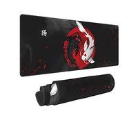 Tappetino per mouse allungato XL giapponese Yin e Yang Koi carpa pesce nero rosso tappetino da scrivania XL, base in gomma antiscivolo, bordo cucito, tappetino per mouse da gioco, per PC, desktop,