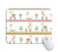 Tappetino per Mouse Alpaca Lama And Cactus Strips Aztec Pattern On Llama Tappetino Mouse Pad Portatile Tappetino per Il Mouse Antiscivolo, per Laptop, Gaming Mouse, 25 x 30cm