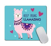 Tappetino per mouse Amcove con lama e cuore, personalizzato, Keep Being llamazing, citazione, tappetino per mouse rettangolare in gomma antiscivo