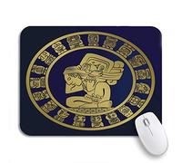 Tappetino Per Mouse Ancient Mayan Calendar Coin Mexican Culture The Aztec Civilization Tappetino Per Il Mouse Antiscivolo Lavabile Portatile Tappetino Mouse Pad, Per Computer, Laptop, 25 x 30cm