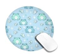 Tappetino per mouse anfibio, piccolo tappetino per mouse, giocoso carino farfalla fiore primavera blu rotondo gomma liscia portatile mini scrivania tappetino per mouse idea per casa, ufficio