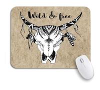 Tappetino per Mouse Animal Boho Chic Tribal Tattoo Arrows Bohemian Bone Buffalo Tappetini Mouse Personalizzato Impermeabile Tappetino Mouse Pad, per Laptop, Gaming Mouse, 25 x 30cm
