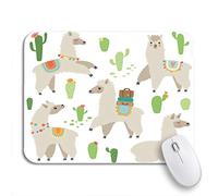 Tappetino per Mouse Animal Cute Llama Baby Baggage Botanical Bright Cactus Flower Tappetini Mouse Base Antiscivolo in Gomma Confortevole Tappetino Mouse Piccolo, per Computer, Laptop, 25 x 30cm