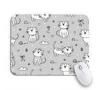 Tappetino per Mouse Animal Pattern Cute Cats Beautiful Black Cartoon Child Color Tappetini Mouse Antipolvere Lavabile Tappetino Mouse Piccolo, per Scrivania, Laptop, 25 x 30cm
