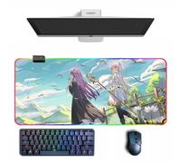Tappetino per mouse anime Frieren: Beyond Journey's End Anime RGB Mouse Pad con diverse modalità di illuminazione Grandi tappetini per mouse in gomma