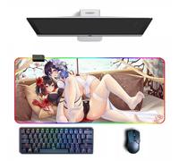 Tappetino per mouse Anime Honkai Impact 3rd Anime RGB Mouse Pad con diverse modalità di illuminazione Grandi tappetini per mouse in gomma