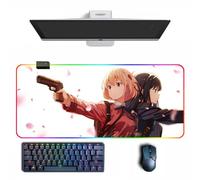 Tappetino per mouse anime Lycoris Recoil Anime RGB Mouse Pad con diverse modalità di illuminazione Grandi tappetini per mouse in gomma