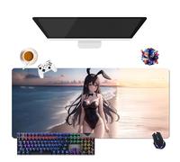 Tappetino per mouse Anime Rascal Does Not Dream of Bunny Girl Senpai Sakurajima Mai | Tappetino per mouse lavabile gigante XL | Presa antiscivolo + bordi rinforzati (1, 35,4" × 15,7" × 0,12")