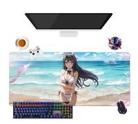 Tappetino per mouse Anime Rascal Does Not Dream of Bunny Girl Senpai Sakurajima Mai | Tappetino per mouse lavabile gigante XL | Presa antiscivolo + bordi rinforzati (2, 35,4" × 15,7" × 0,12")