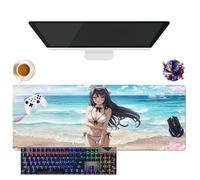 Tappetino per mouse Anime Rascal Does Not Dream of Bunny Girl Senpai Sakurajima Mai | Tappetino per mouse lavabile gigante XL | Presa antiscivolo + bordi rinforzati (2, 31,5" × 11,8" × 0,12")