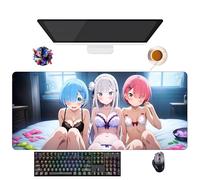 Tappetino per mouse Anime Re Zero Emilia REM | tappetino da gioco XXL (90 x 40 cm) | base antiscivolo + superficie morbida | perfetto per ufficio e gioco (2)