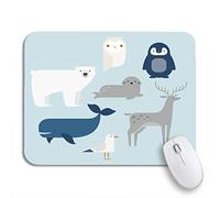 Tappetino Per Mouse Arctic And Antarctic Animals Penguin Polar Bear Reindeer Mousepad Forma Rettangolare Lavabile Tappetino Mouse Gaming, Per Casa, Gaming Mouse, 25 x 30cm