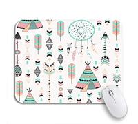 Tappetino Per Mouse Arrows Ethnic Feathers Teepees Flower And Tribal Pattern Fills Sottomano Base Antiscivolo In Gomma Lavabile Tappetino Mouse Piccolo, Per Ufficio, Laptop, 25 x 30cm