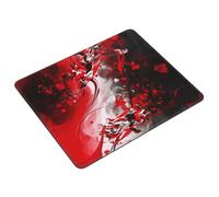 Tappetino per mouse astratto rosso, nero e bianco, con bordi cuciti, tappetino per mouse quadrato per computer con base antiscivolo, tappetino per mouse da gioco, grande, lavabile, per casa e ufficio