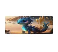Tappetino per mouse Baby Dragon on The Beach grande 30x80 cm con trama antiscivolo e bordi cuciti per giochi ufficio casa