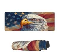Tappetino per Mouse Bald Eagle with American Flag Tappetino per Il Mouse Antiscivolo Confortevole Sottomano, per Scrivania, Ufficio, Gaming Mouse, 80x30cm